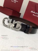 AAA Copy Salvatore Ferragamo Palladium Engraving Gancio Buckle Reversible Men's Belt